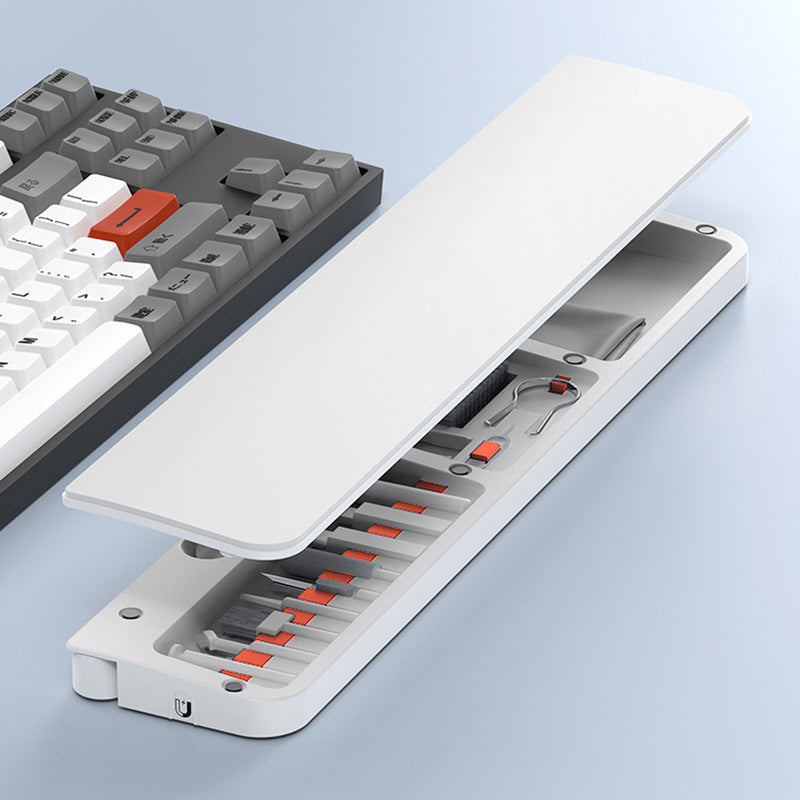 22 in 1 Multifunktionales Reinigungsset für Elektronik Ergonomische Tastatur Handballenauflage aus Leder Professionelles Schreibtisch Set für PC und Büro