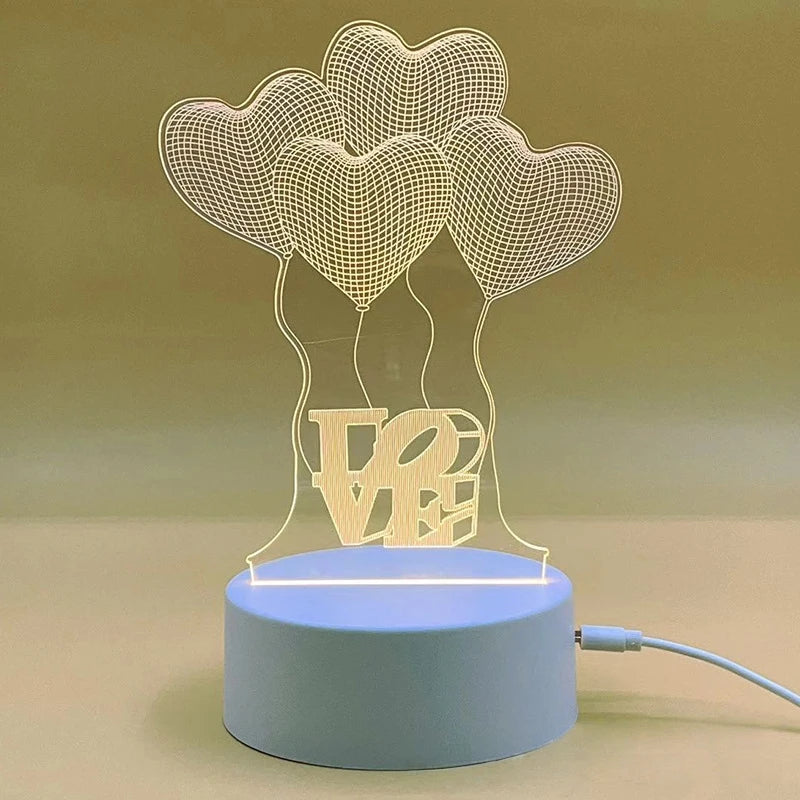 3D LED Nachtlicht für Kinder & Erwachsene – Acryl Tischlampe mit Optischer Illusion, USB Nachtischlampe Warmweiß