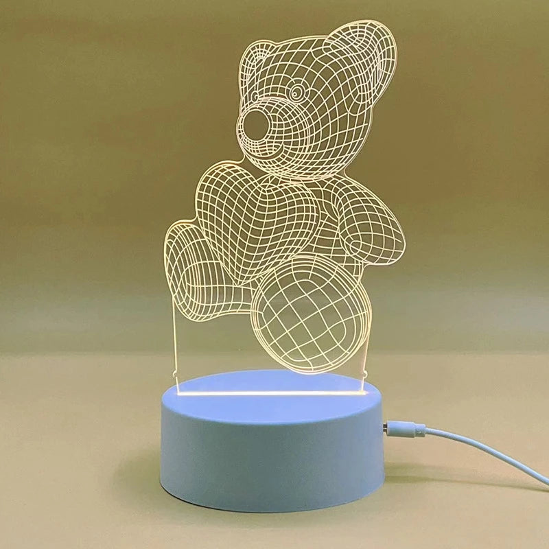 3D LED Nachtlicht für Kinder & Erwachsene – Acryl Tischlampe mit Optischer Illusion, USB Nachtischlampe Warmweiß