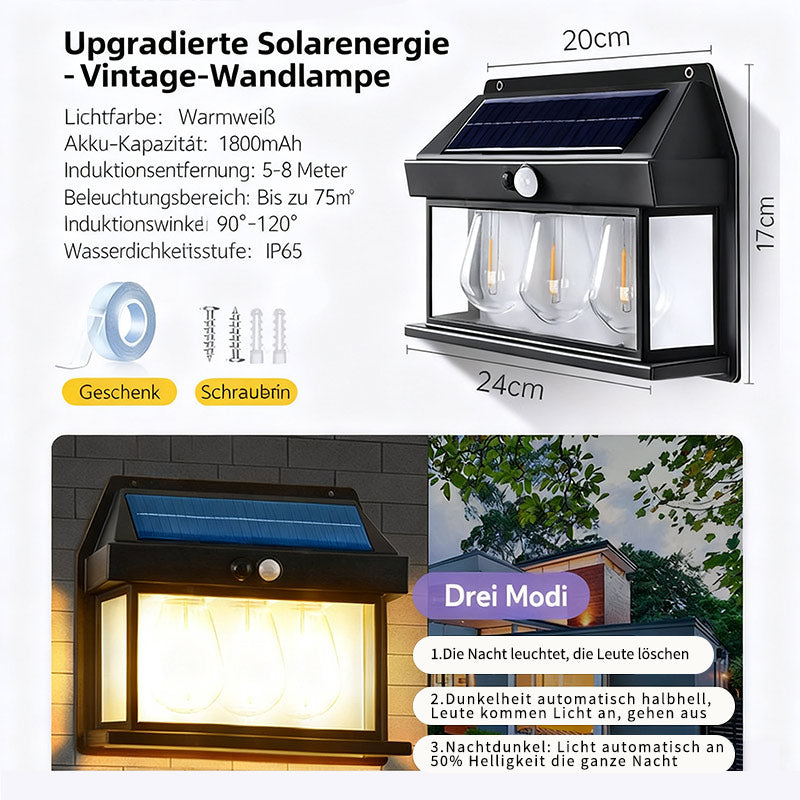 Solar Bewegungsmelder Wandlampe – LED Außenleuchte für Terrasse