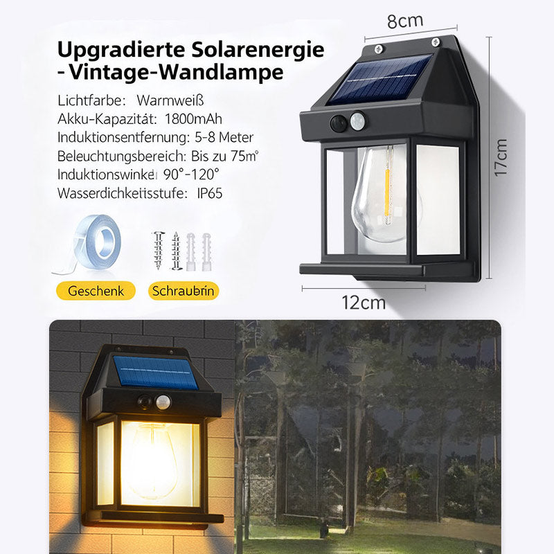 Solar Bewegungsmelder Wandlampe – LED Außenleuchte für Terrasse