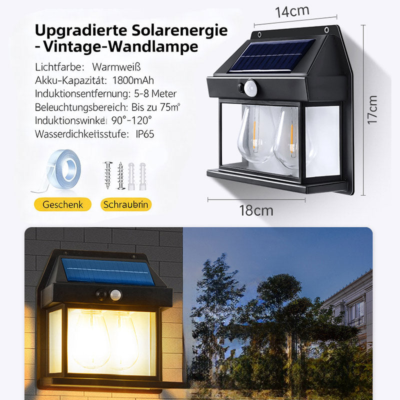 Solar Bewegungsmelder Wandlampe – LED Außenleuchte für Terrasse