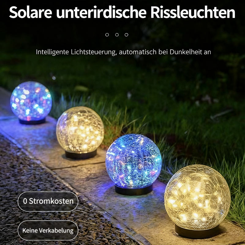Solar Rissglas Gartenleuchte – Outdoor Wasserdichte Bodenstecker Lampe für Garten, Hof & Terrasse