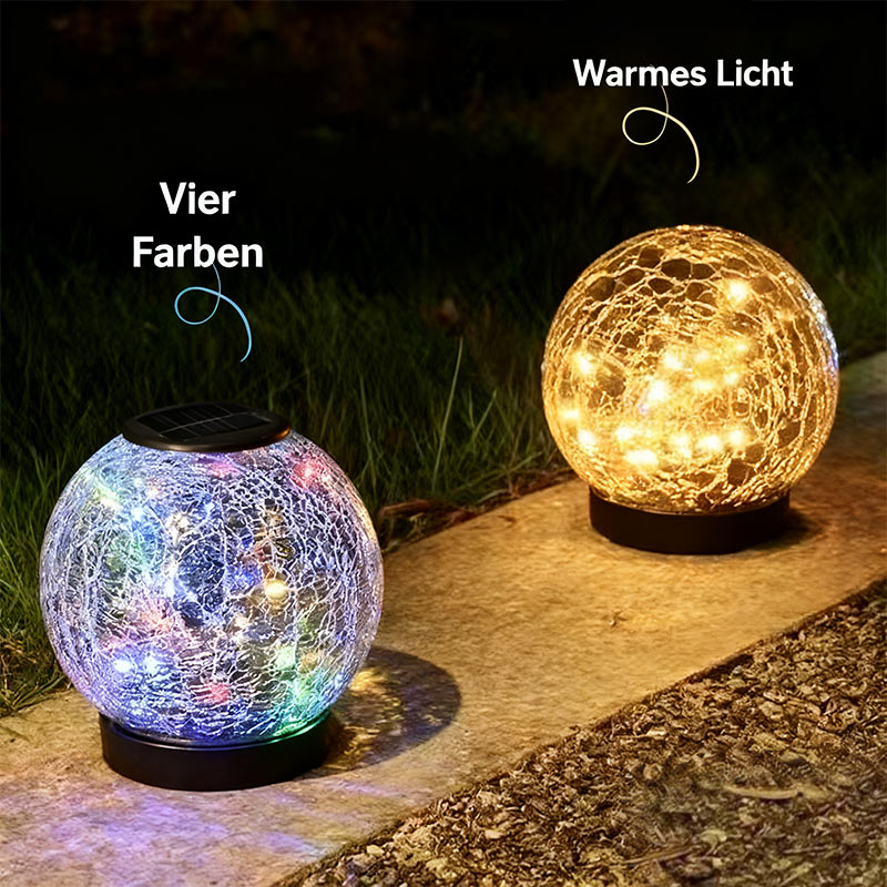 Solar Rissglas Gartenleuchte – Outdoor Wasserdichte Bodenstecker Lampe für Garten, Hof & Terrasse