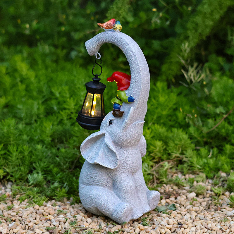 Solar Elefant Gartenfigur Outdoor LED Solarleuchte Garten Deko