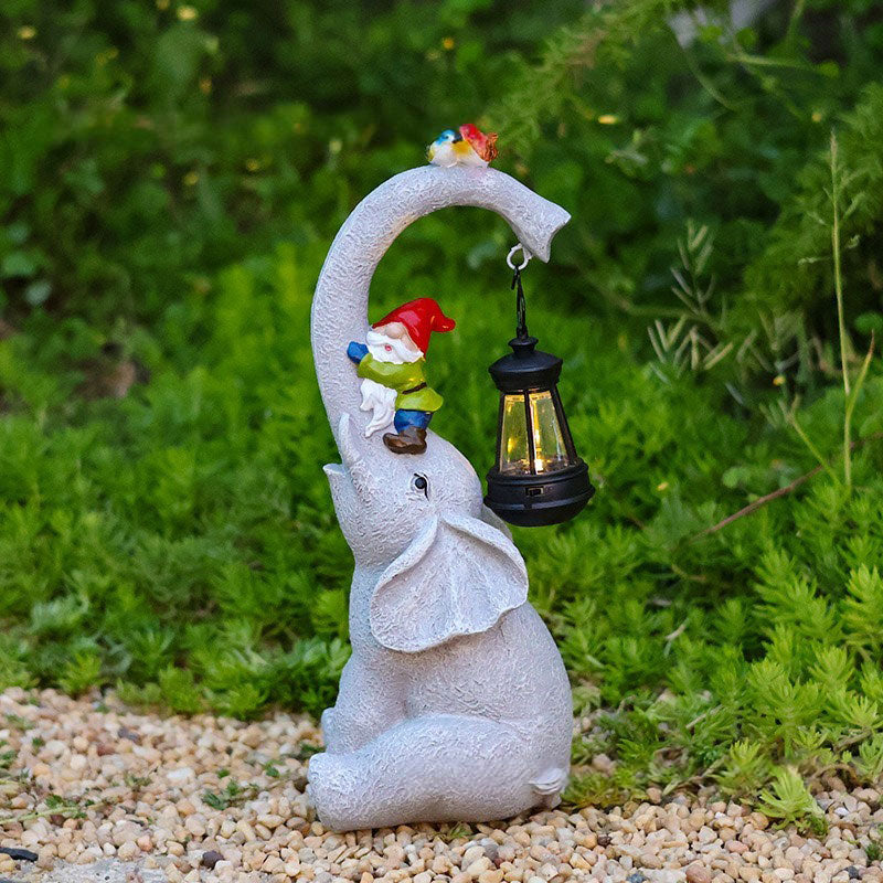Solar Elefant Gartenfigur Outdoor LED Solarleuchte Garten Deko