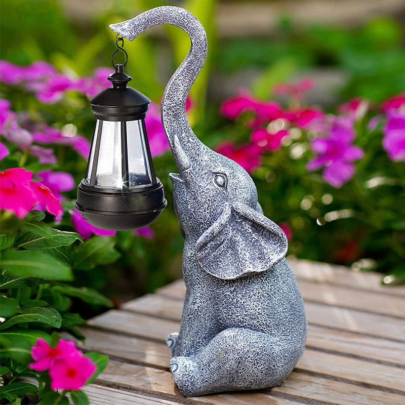 Solar Elefant Gartenfigur Outdoor LED Solarleuchte Garten Deko