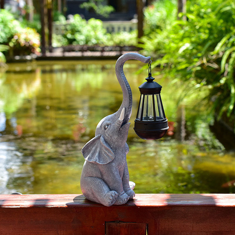 Solar Elefant Gartenfigur Outdoor LED Solarleuchte Garten Deko