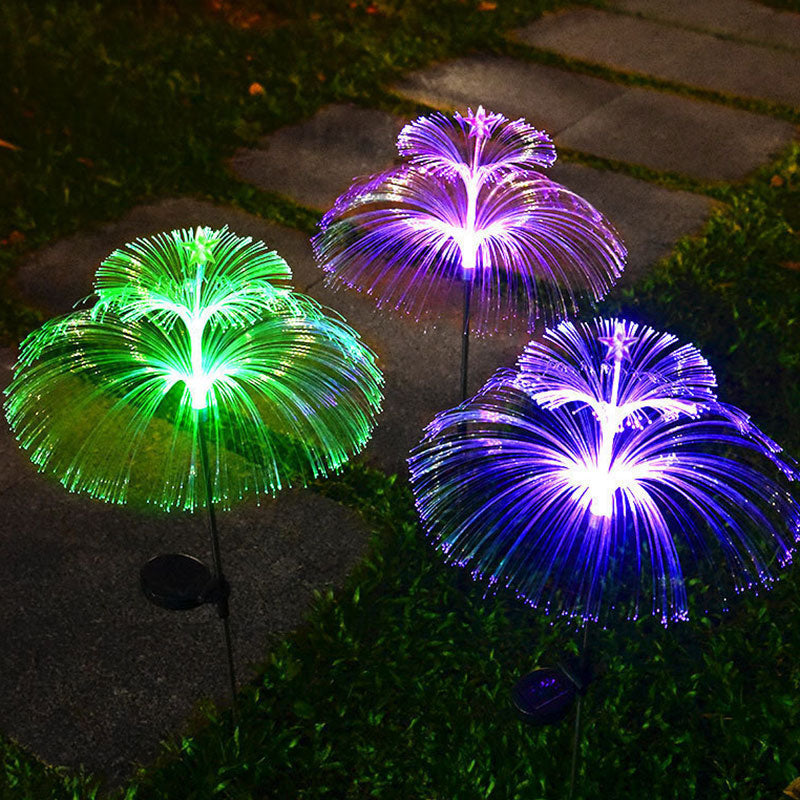 Solar Faseroptik Gartenleuchte – Bunte Quallen-Lampe für Außen