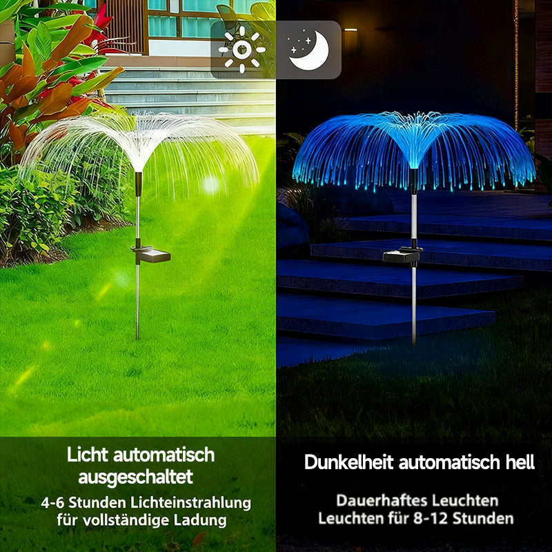 Solar Faseroptik Gartenleuchte – Bunte Quallen-Lampe für Außen