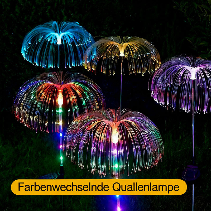 Solar Faseroptik Gartenleuchte – Bunte Quallen-Lampe für Außen