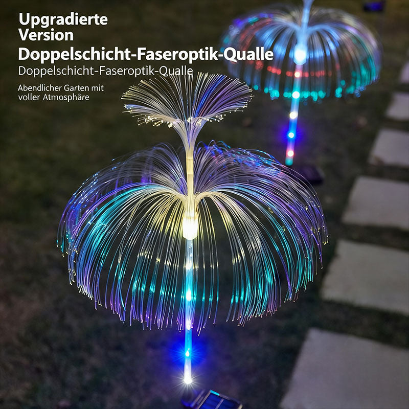 Solar Faseroptik Gartenleuchte – Bunte Quallen-Lampe für Außen