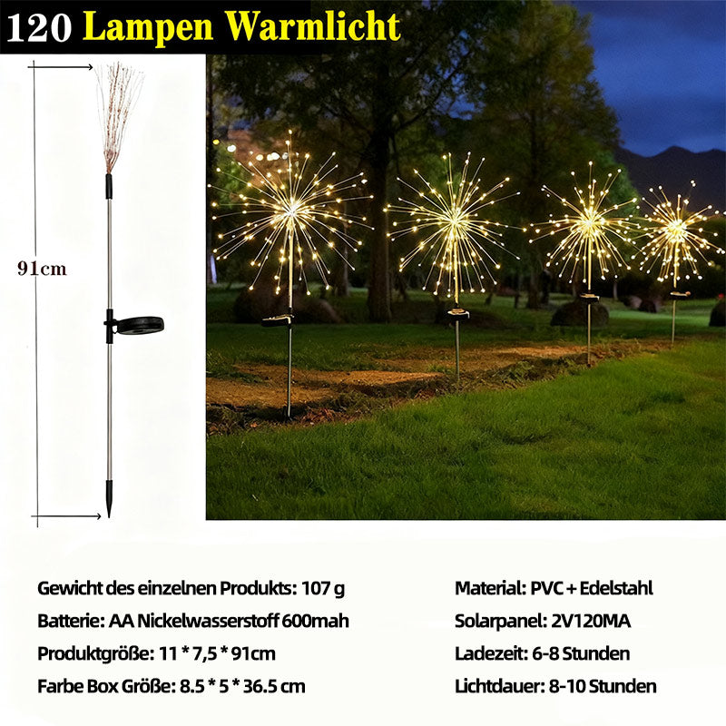 Solar Feuerwerk Gartenlampe – LED Außenlicht mit Bewegungssensor, Rasen Erdspieß Beleuchtung