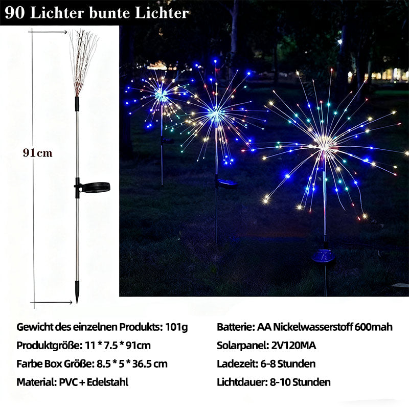 Solar Feuerwerk Gartenlampe – LED Außenlicht mit Bewegungssensor, Rasen Erdspieß Beleuchtung
