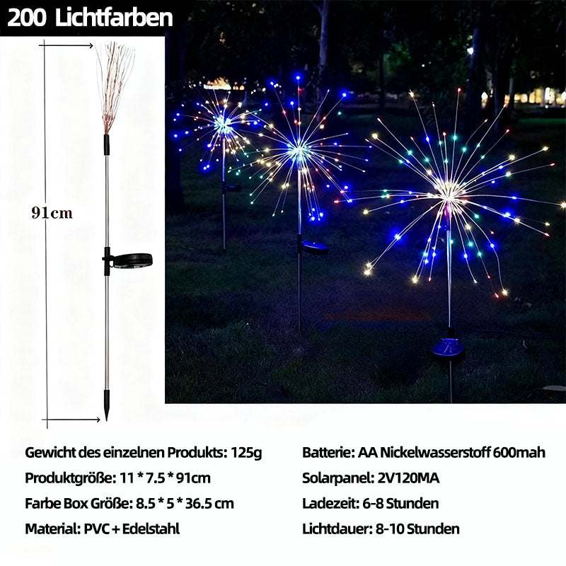 Solar Feuerwerk Gartenlampe – LED Außenlicht mit Bewegungssensor, Rasen Erdspieß Beleuchtung