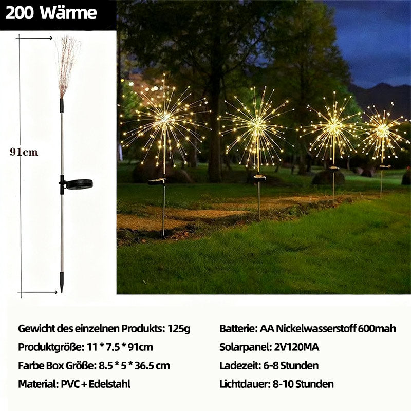 Solar Feuerwerk Gartenlampe – LED Außenlicht mit Bewegungssensor, Rasen Erdspieß Beleuchtung