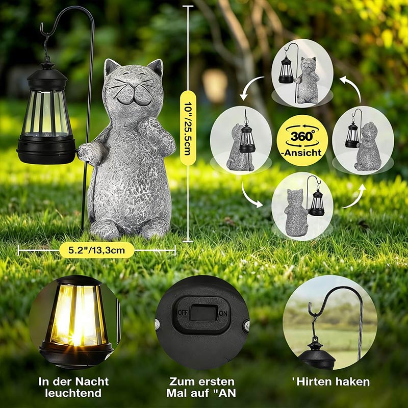 Solar Glückskatze Laterne Outdoor Garten Deko LED Solarleuchte