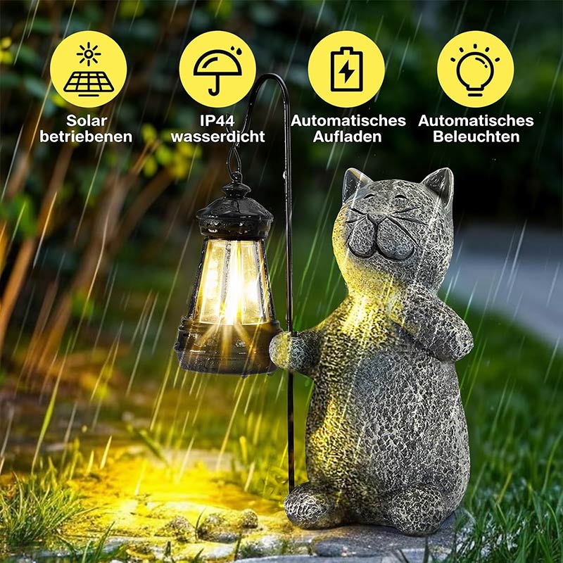 Solar Glückskatze Laterne Outdoor Garten Deko LED Solarleuchte