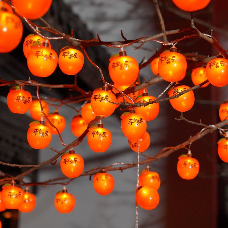 Solar Kaki Lichterkette Kleine Laternen Neujahr Garten Hof Dekoration LED Baumlichter