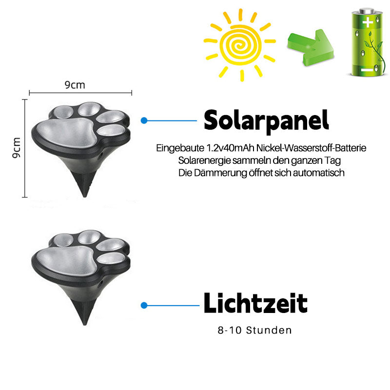Solar Katzenpfoten-Lampe – Kreative Outdoor Tierpfoten Dekorationsleuchte, Wasserdicht für Garten, Terrasse & Rasen
