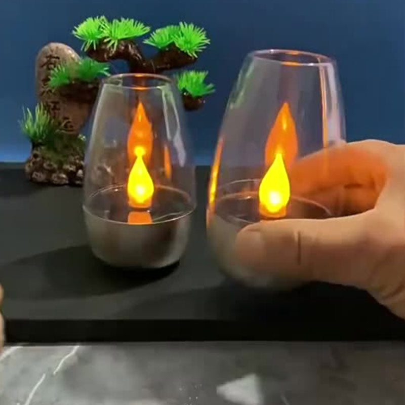 Solar Kerzen-Weinglas Lampe – Wasserdichte LED Gartenleuchte für Terrasse, Rasen & Außenbereich