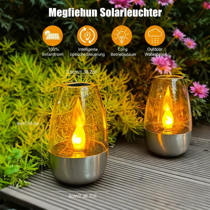 Solar Kerzen-Weinglas Lampe – Wasserdichte LED Gartenleuchte für Terrasse, Rasen & Außenbereich