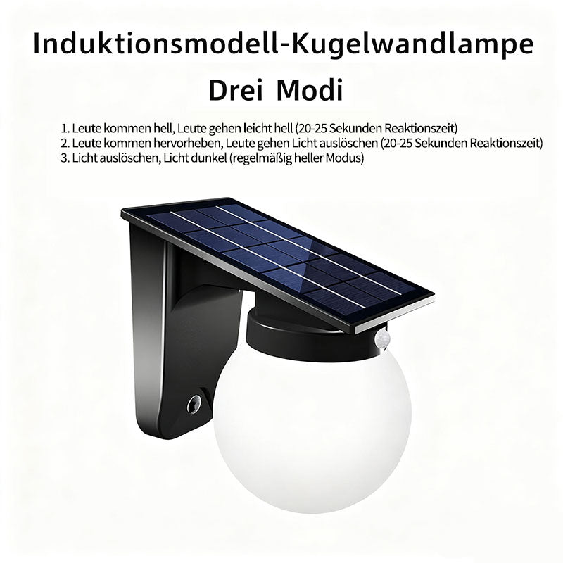 Solar Kugel-Wandlampe – LED Gartenleuchte für Außen, Wasserdicht, Terrasse & Villa Landschaftsdeko