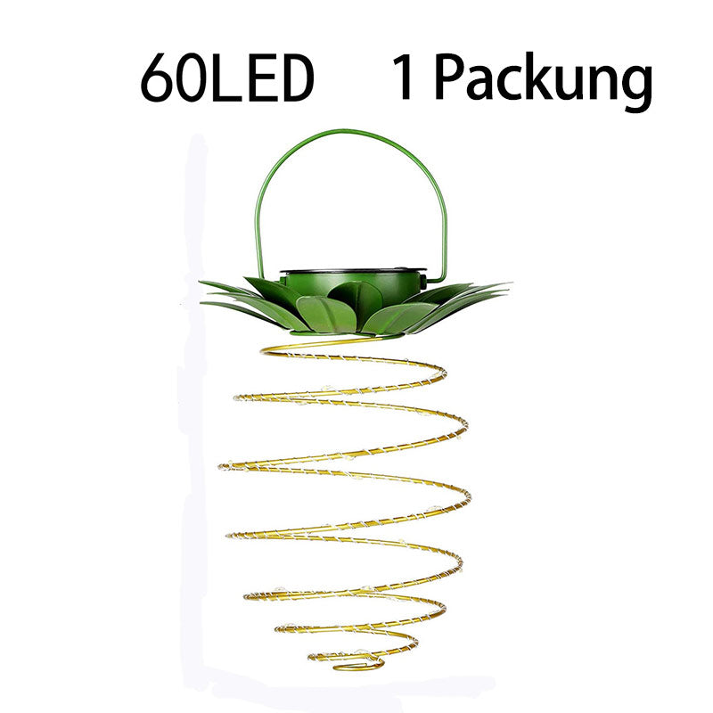 Solar LED Ananas Laterne – Outdoor Wasserdichte Garten Hängelampe mit Metallrahmen & Kupferdraht Lichterkette