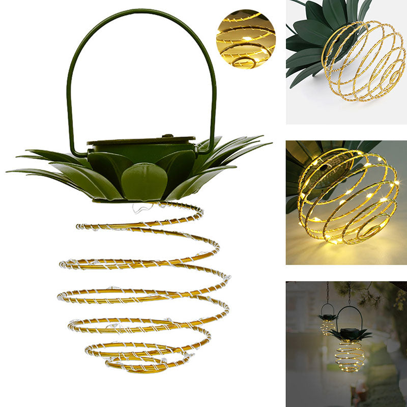 Solar LED Ananas Laterne – Outdoor Wasserdichte Garten Hängelampe mit Metallrahmen & Kupferdraht Lichterkette