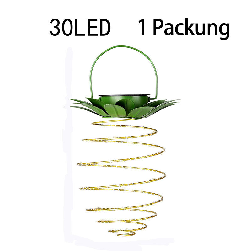 Solar LED Ananas Laterne – Outdoor Wasserdichte Garten Hängelampe mit Metallrahmen & Kupferdraht Lichterkette