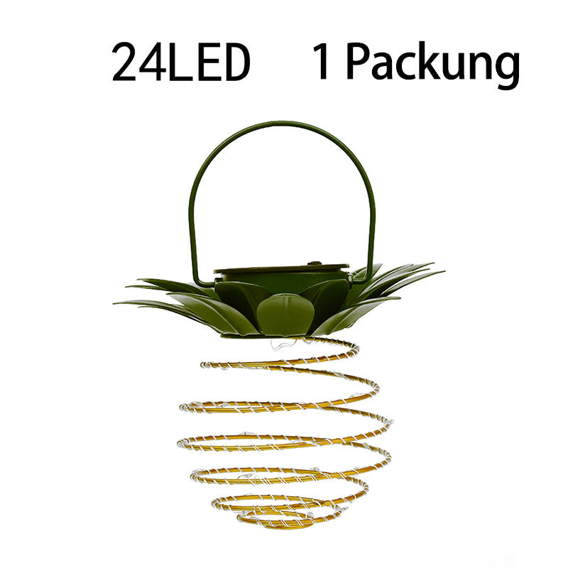 Solar LED Ananas Laterne – Outdoor Wasserdichte Garten Hängelampe mit Metallrahmen & Kupferdraht Lichterkette
