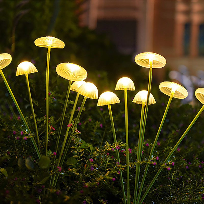 Solar LED Quallen-Lampe – Garten & Terrasse, Wasserdichte Faseroptik Dekoleuchte für Rasen & Hof