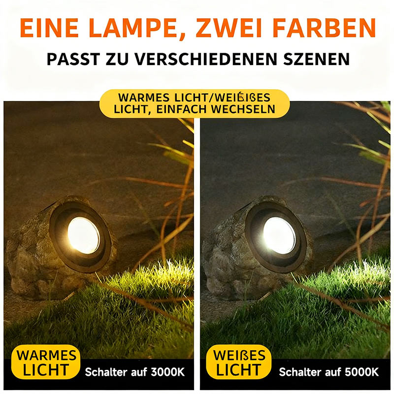 Solar LED Steinlampe Garten Hof Bodenleuchte Wasserdicht Außen Landschaft Beleuchtung