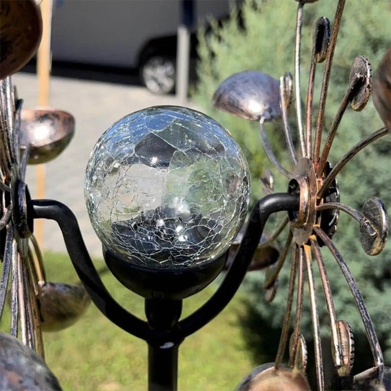 Solar LED Windmühlen Gartenleuchte – farbige Blüten-Dekolampe mit Erdspieß für Außen & Rasen