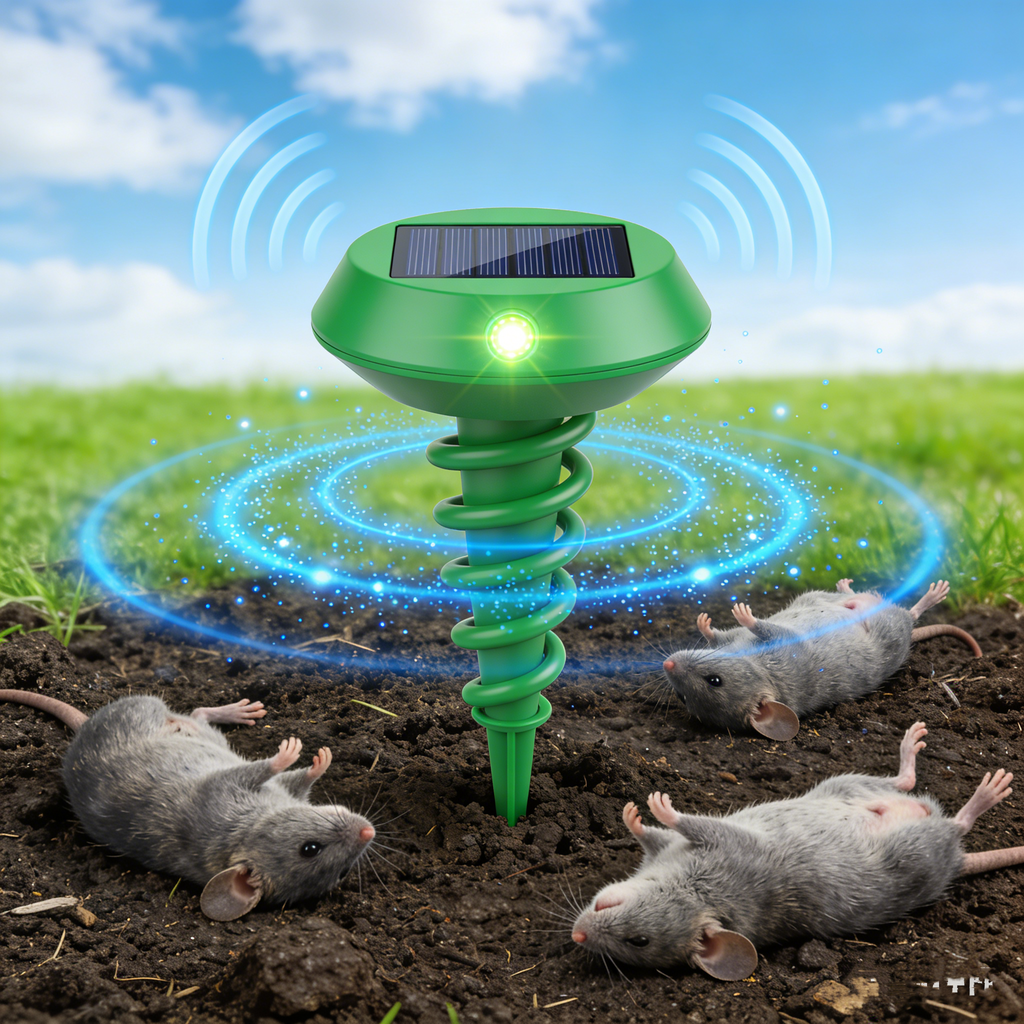Solar Maulwurfs- und Nagetiervertreiber – Solarbetriebener Maulwurfabwehr für Garten, Feld & Rasen