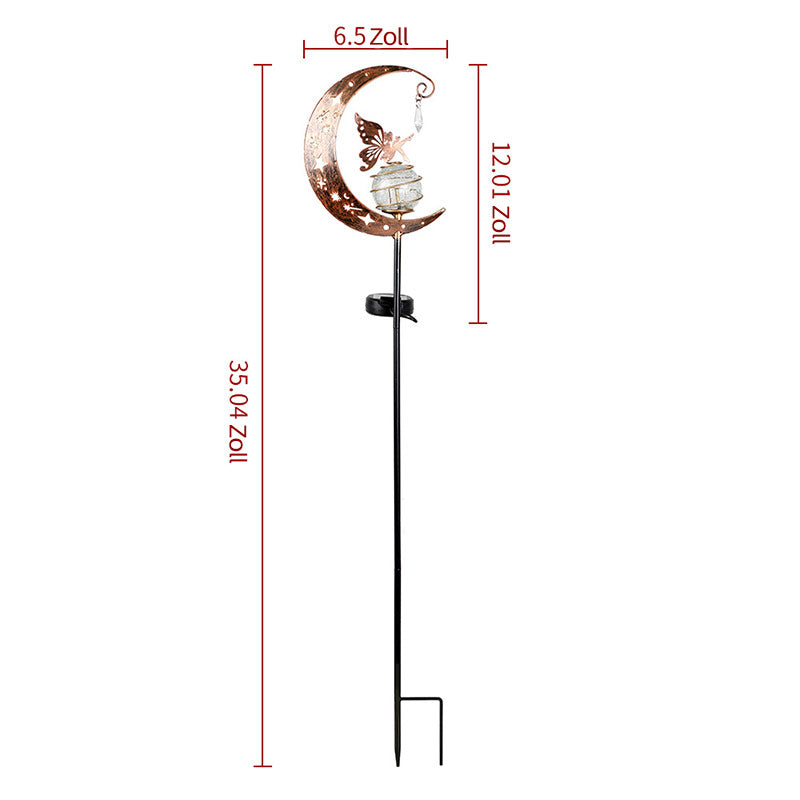 Solar-Mond-Feenlampe – Crackle Glas Erdspieß Lampe für Garten