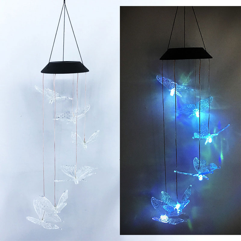 Solar Schmetterling & Kolibri Windspiel – LED Gartenhänger für Außen, Wasserdichte Landschaftsbeleuchtung