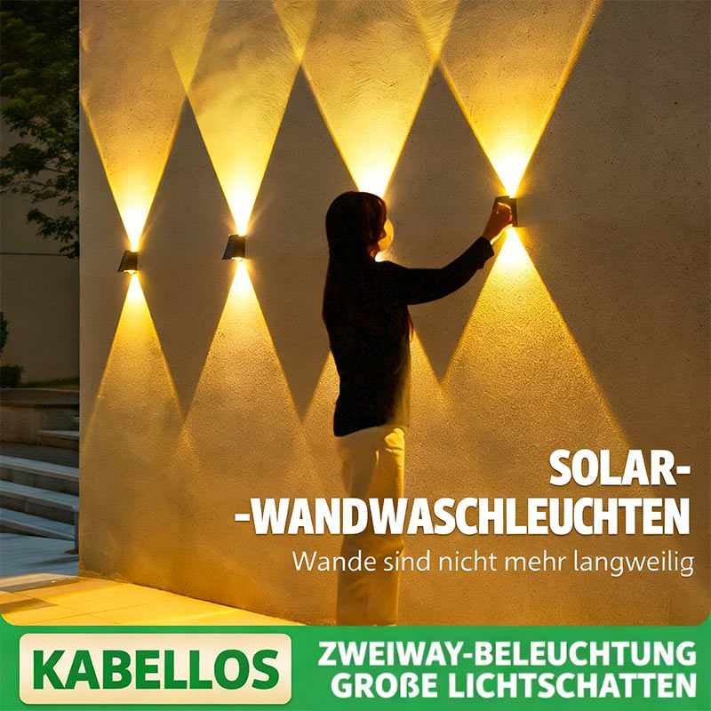 Solar Wandfluter Außen Wasserdicht LED Garten Hof Terrasse Beleuchtung Villa Stimmungslicht