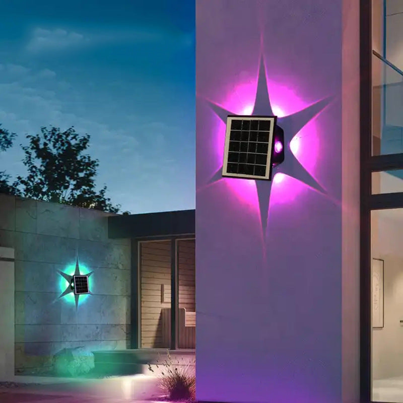 Solar Wandlampe Außen Wasserdicht LED Garten Hof Villa 6 Kopf Leuchte Wandbeleuchtung