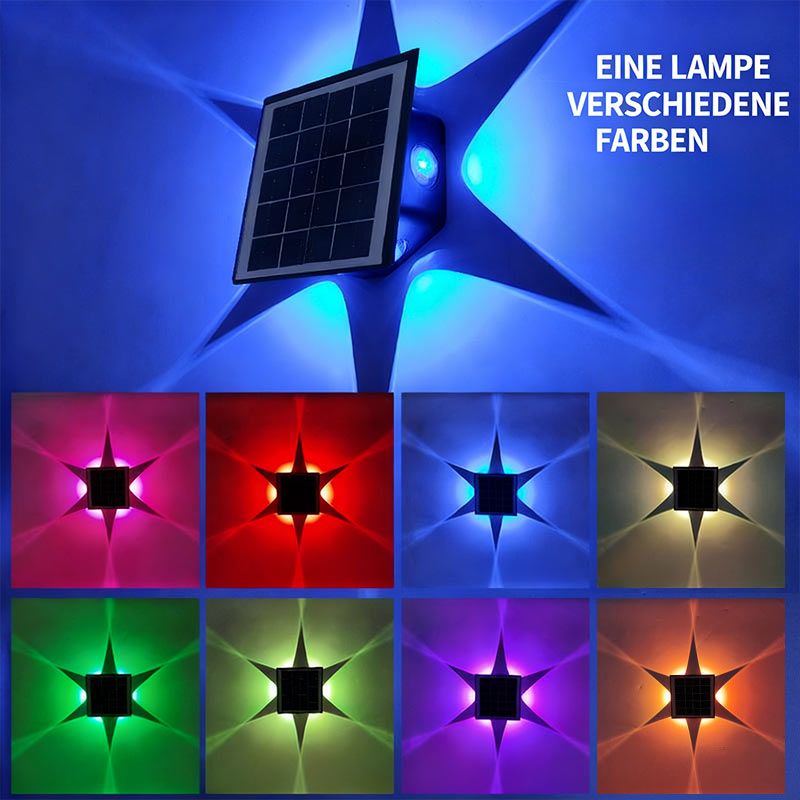 Solar Wandlampe Außen Wasserdicht LED Garten Hof Villa 6 Kopf Leuchte Wandbeleuchtung