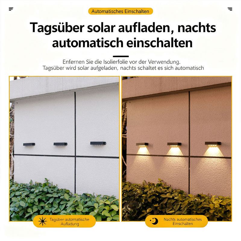Solar Wandlampe für Außen – Wasserdichte LED Garten- & Terrassenbeleuchtung, Haus, Hof & Villa Landschaftslicht