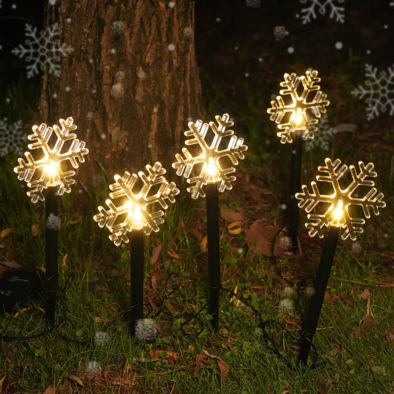 Solar Weihnachts-LED Lichterkette – Outdoor Garten Erdspieß Beleuchtung, Stern & Schneeflocken Dekoration für Terrasse & Hof