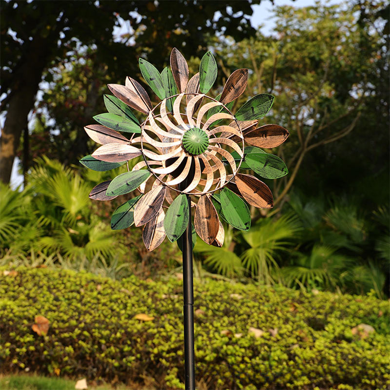 Solar Wind-Drehlicht Außen Garten LED Bodenleuchte Landschaft Rasenplatz Park Dekolicht