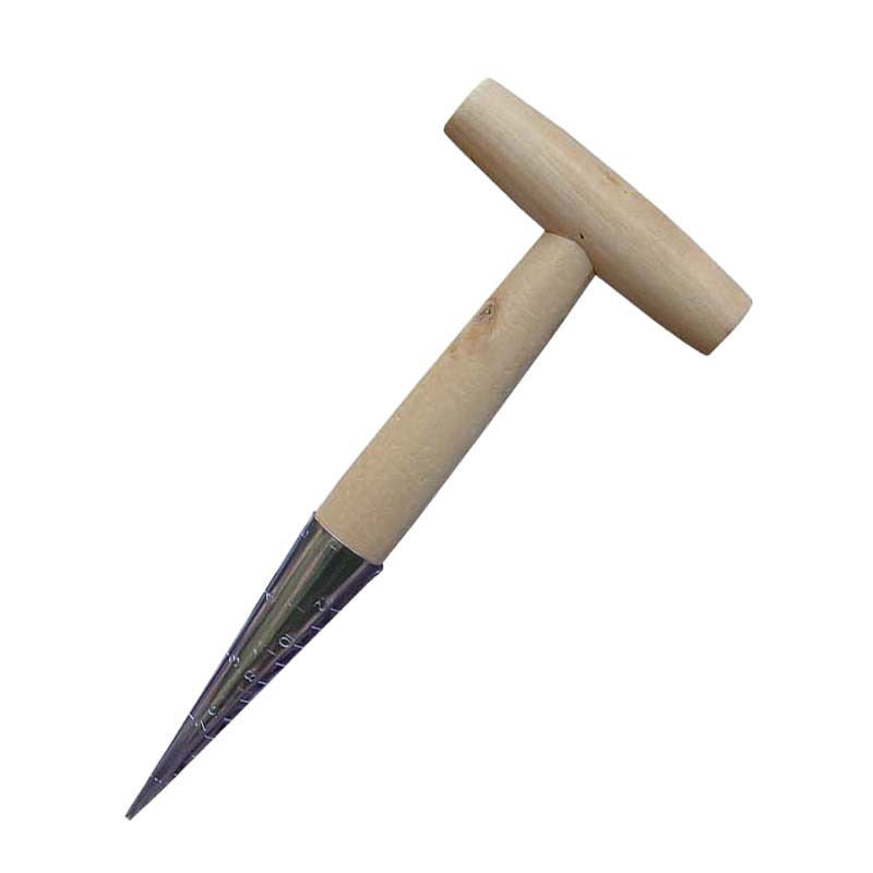 T-förmiger Pflanz- und Düngerbohrer – Gartenwerkzeug mit Holzgriff zum Setzen von Samen & Setzlingen