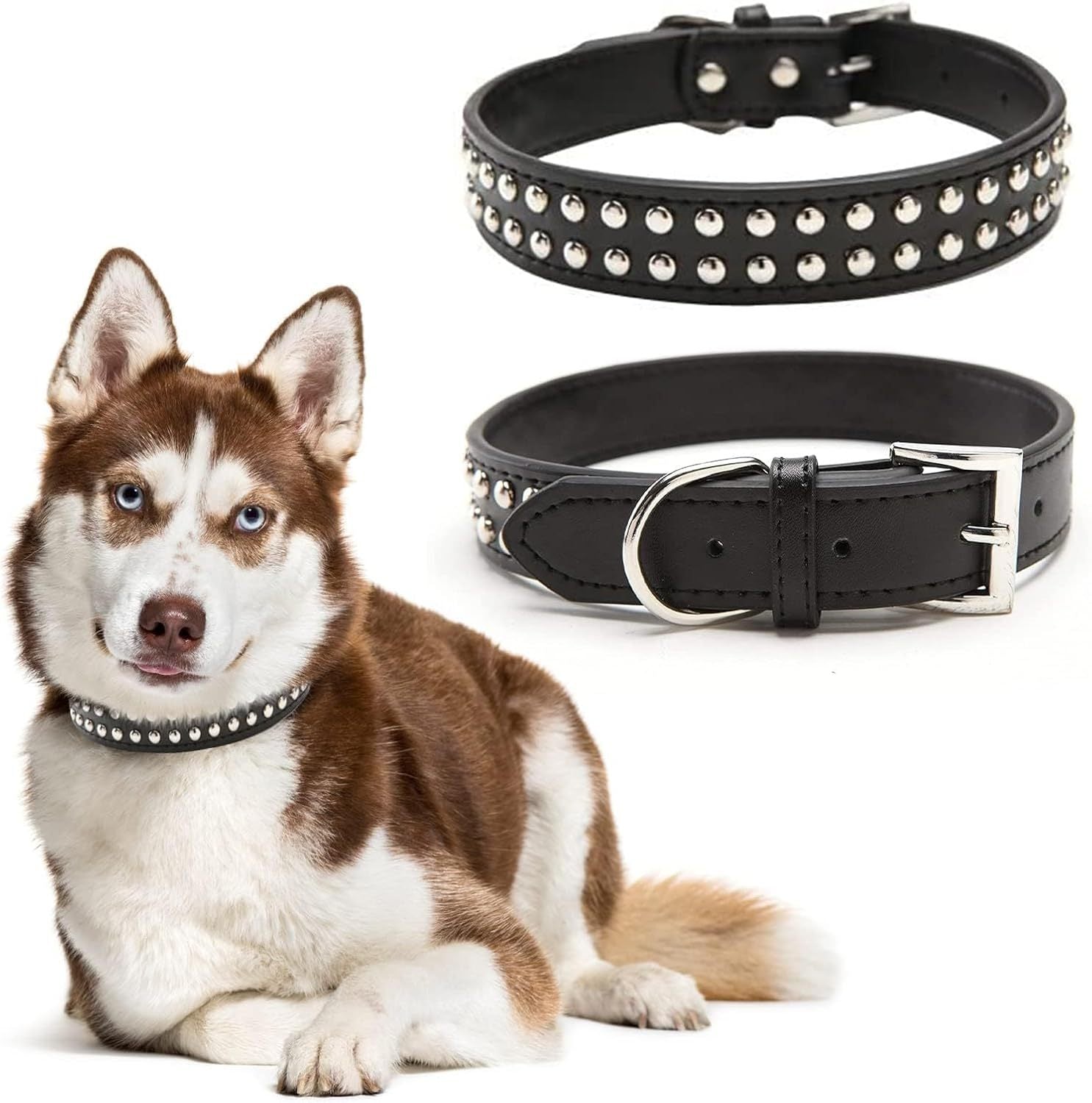 Taktisches Nietenhalsband für Große Hunde – Anti-Biss Hundehalsband mit Stacheln – Robustes Breites Halsband für Bulldogge, Rottweiler & Dobermann