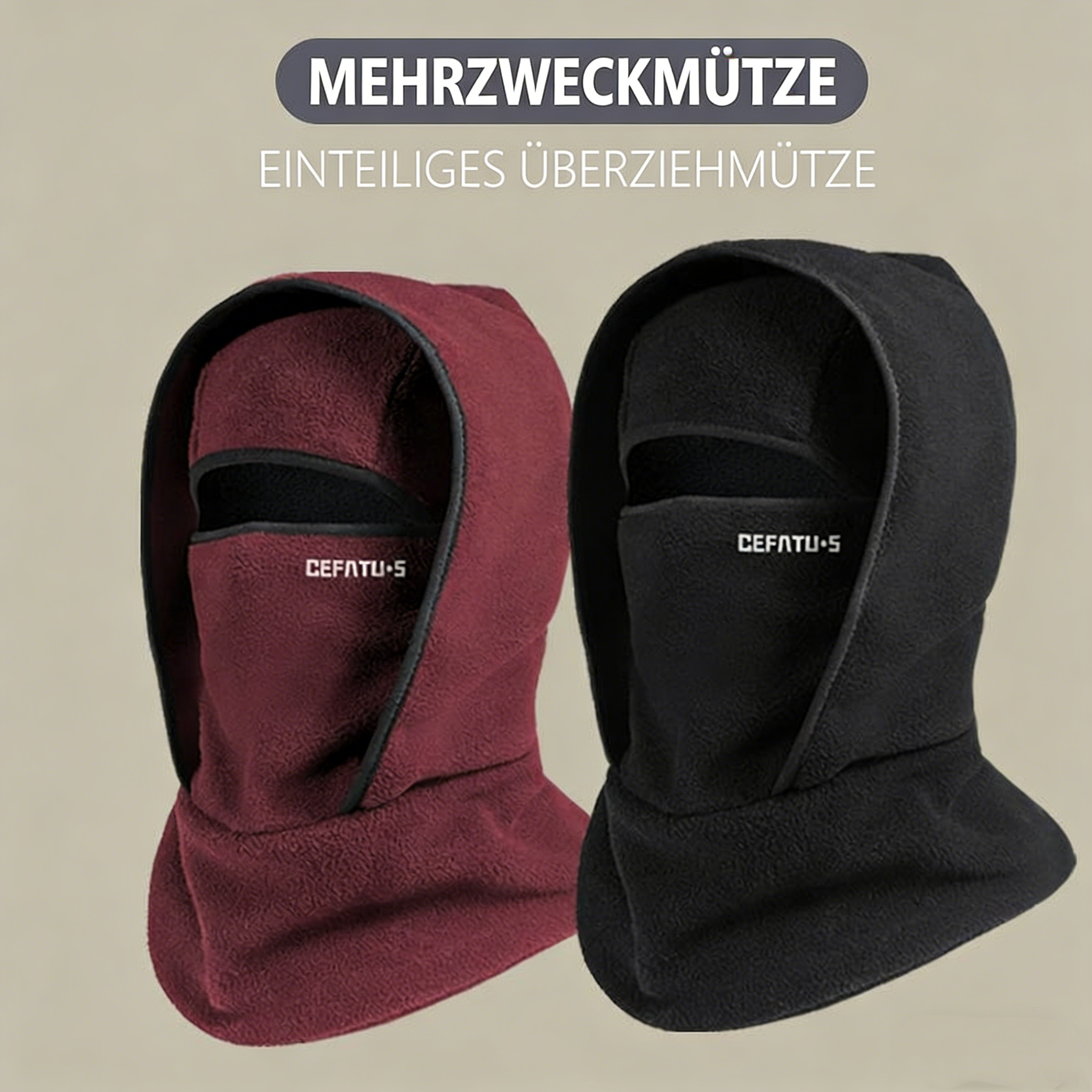 Thermische Winter‑Kapuze mit integrierter Gesichtsmaske – Winddicht & Warm für Radfahren, Skifahren & Outdoor