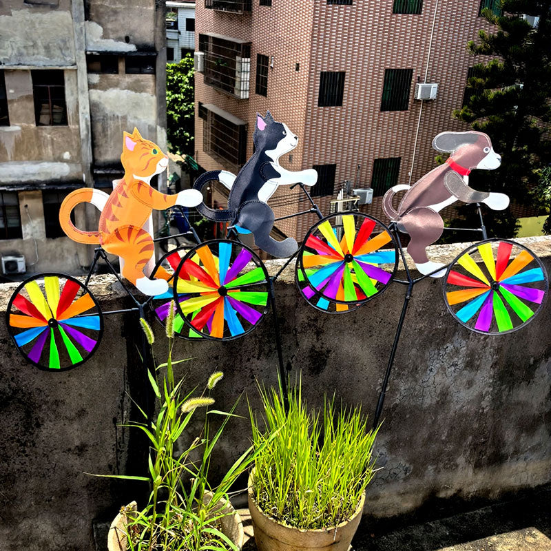 Tier Fahrrad Windrad Kinder 3D Outdoor Windspiel Garten Kindergarten Deko Windmühle