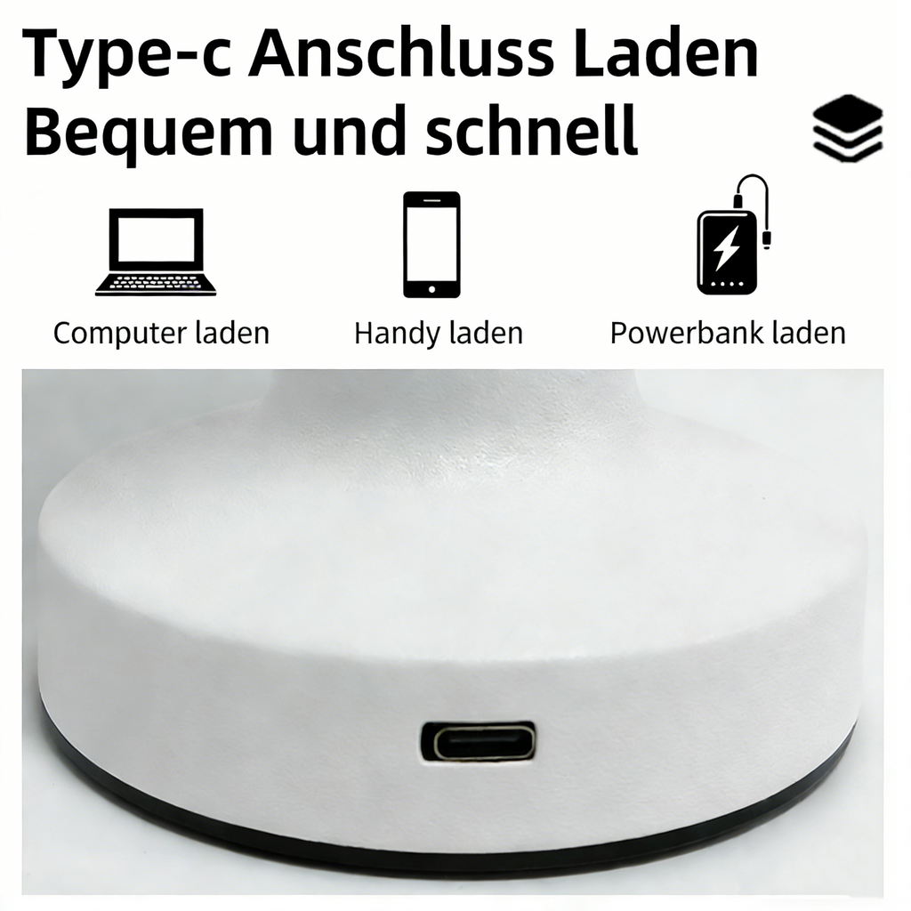 Tragbare Nachtlampe mit Zeitlosem Design – USB aufladbare Stimmungsleuchte – Kabellose Tischlampe für Gaming-Setup & Kinderzimmer – Perfekte Geschenkidee