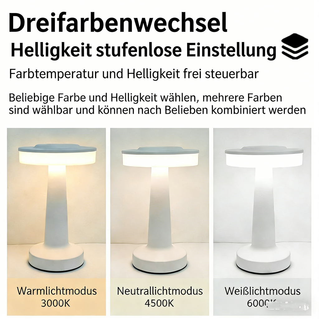 Tragbare Nachtlampe mit Zeitlosem Design – USB aufladbare Stimmungsleuchte – Kabellose Tischlampe für Gaming-Setup & Kinderzimmer – Perfekte Geschenkidee