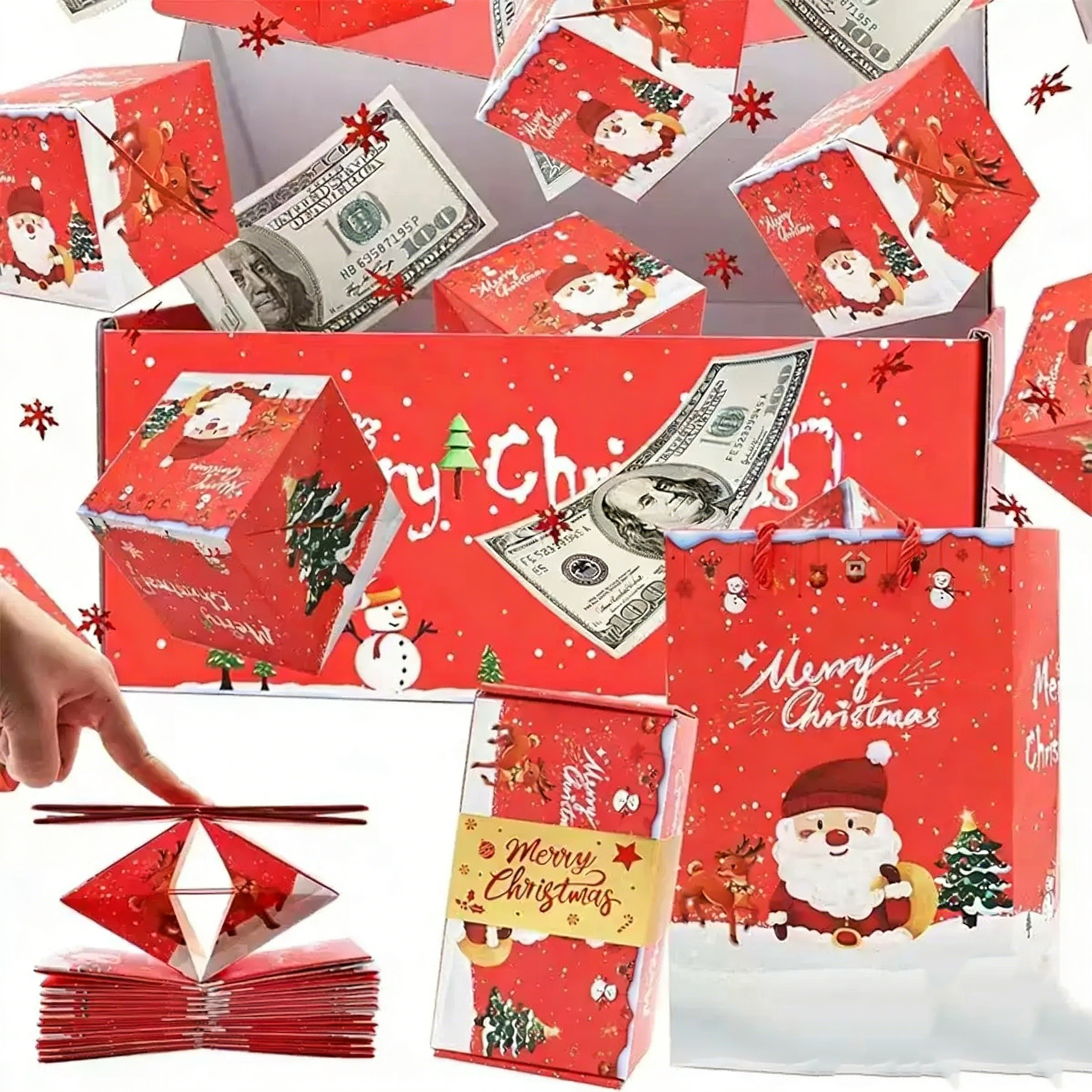 Überraschungs-Explosionsbox mit Sprung-Effekt – Kreative Jumping Box für Geld & Fotos – Lustiges Geburtstagsgeschenk & Neujahrs-Überraschung – DIY Geschenkbox Set